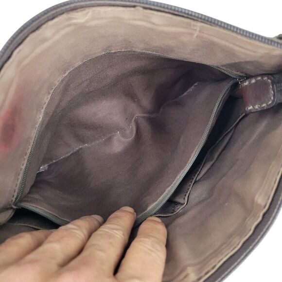 Vtg Fossil Morgan Brown Pebble Leather Crossbody Bag Multiple Pockets Adjustable - Picture 9 of 16